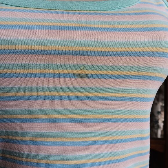 XS True Vintage 1980's Mom Tank Top JCPenney Pastel Striped - Picture 3 of 8